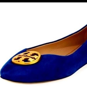 TORY BURCH Chelsea Ballet Flats Royal Navy Suede Size 8M